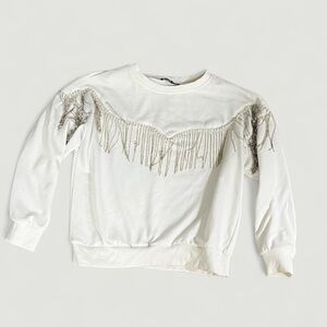White Fringe Sweatshirt
